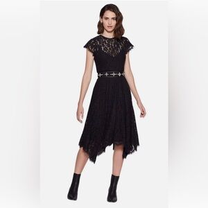 NWT Joie Ronilda Black Lace Cocktail Dress With Asymmetrical Hem Size 2